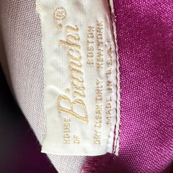 Vintage House of Bianchi Satin Puff Sleeve Dress Prom Barbie Core Sz 10 READ - Picture 11 of 12